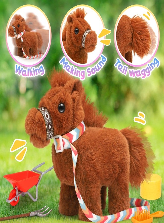 Tagitary Plush Horse Toys for Kids,Electronic Interactive Plush Toys with Leash That Making Sounds,Walking,and Wagging Tail,Stuffed Horse Realistic Pet for Boys Girls - Image 4